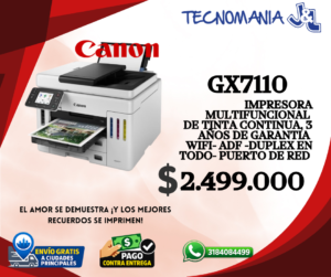 GX7110 Canon MAXIFY GX7110 Multifuncional WiFi ADF Duplex Fax MegaTank