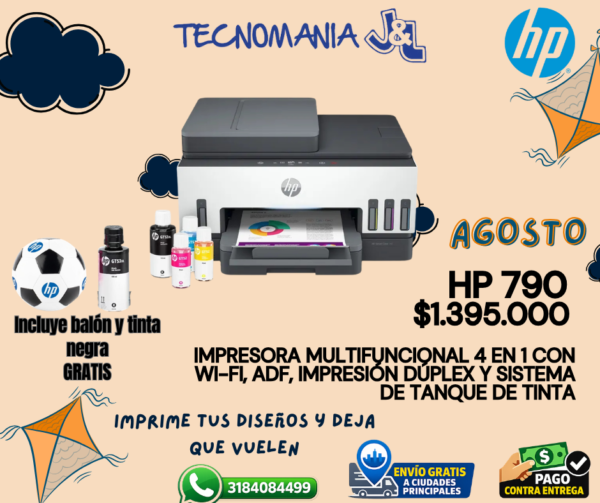 Hp 790 Multifuncional WiFi, ADF, Bluetooth Duplex Smart Tank