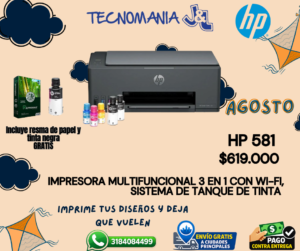 HP581 HP Smart Tank 581 Multifuncional WiFi Bluetooth