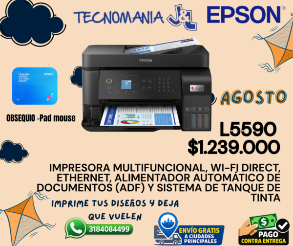 Epson L5590 Multifuncional - WiFi - ADF - RED